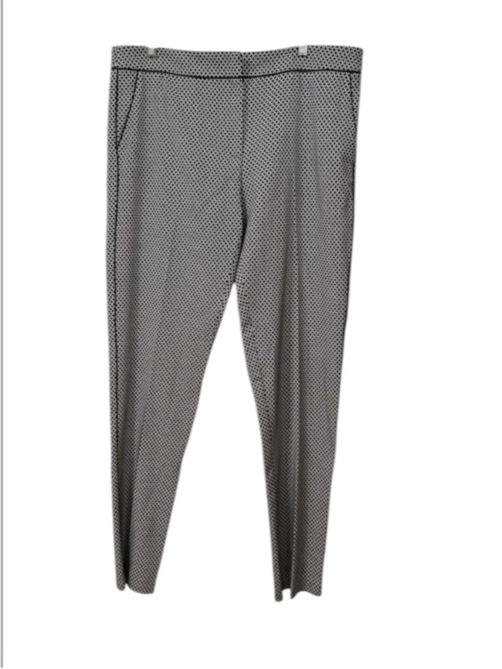 Long Tall Sally Black/White checkered Patterned Trousers piping all around sz 14